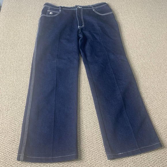 Braxton Womens Jeans Size Medium 34 Blue Dark Wash Denim Stretch Cropped Pockets - Picture 1 of 9